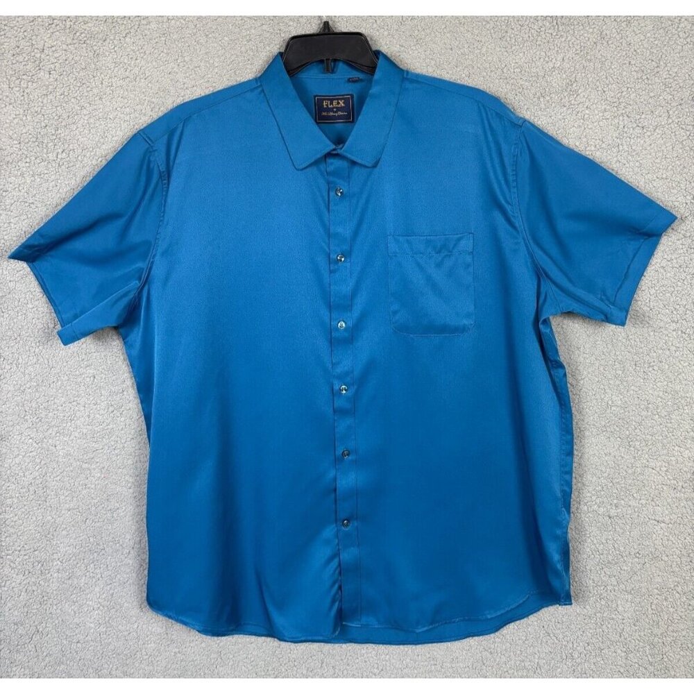 Mens Luxury Flex Shirt 3XL Blue Short Sleeve Button-Up New Without Tag's.